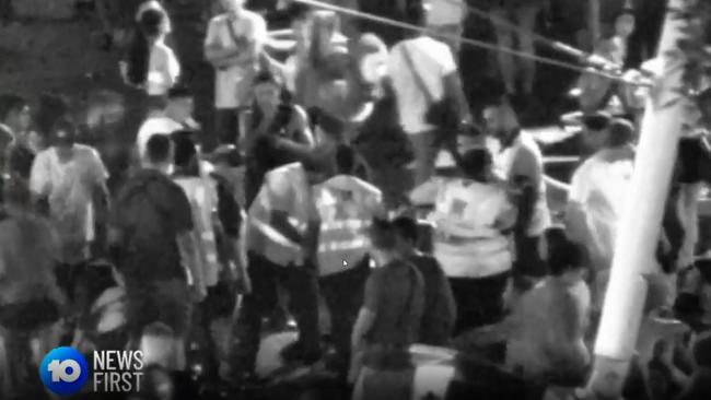 CCTV video grab shows Joseph Pham being take out of Defqon. 1 Picture: 10News