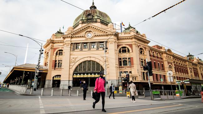 Town down: Lockdown 4.0 descends upon the normally bustling streets of Melbourne. Picture: Getty Images