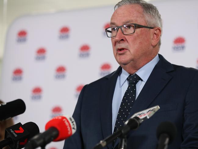 Health Minister Brad Hazzard speaks to the media. Picture: NCA NewsWire/David Swift