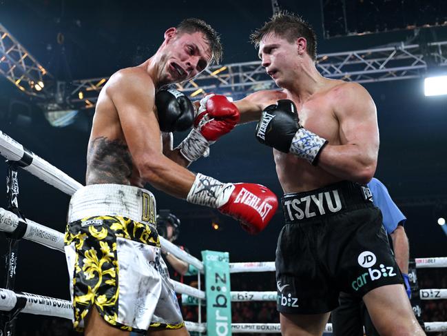 Nikita Tszyu lands a blow. Picture: No Limit Boxing