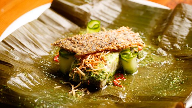 Steamed barramundi with ginger and coriander salsa