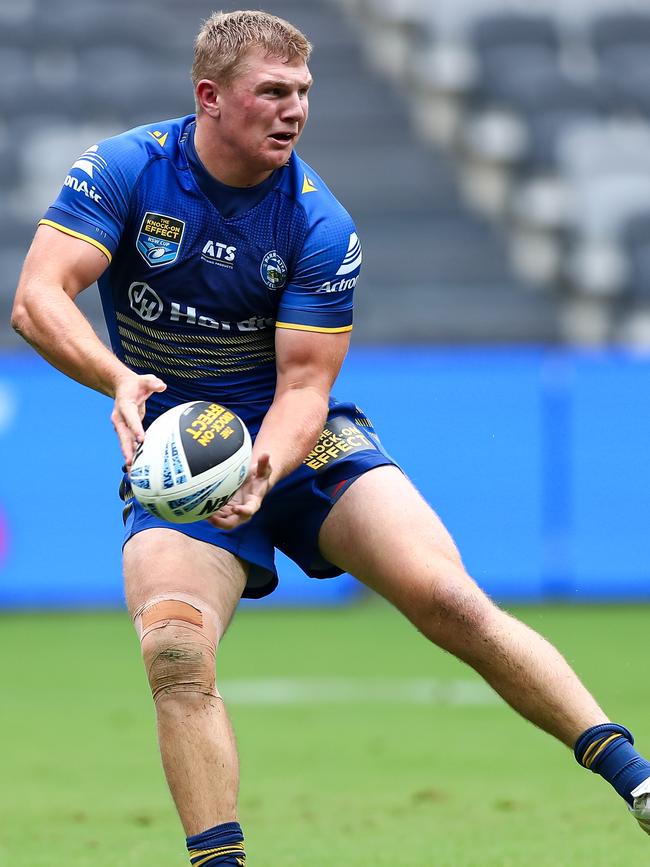 Parramatta youngster Charlie Guymer put in a solid shift. Picture: NRL