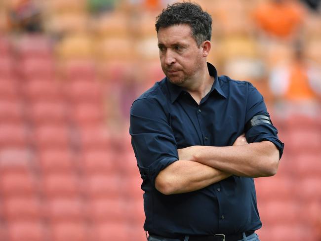 Roar coach Robbie Fowler is seen during the round 8 A-League match between the Brisbane Roar and the Central Coast Mariners at Suncorp Stadium in Brisbane, Saturday, November 30, 2019. (AAP Image/Darren England) NO ARCHIVING, EDITORIAL USE ONLY