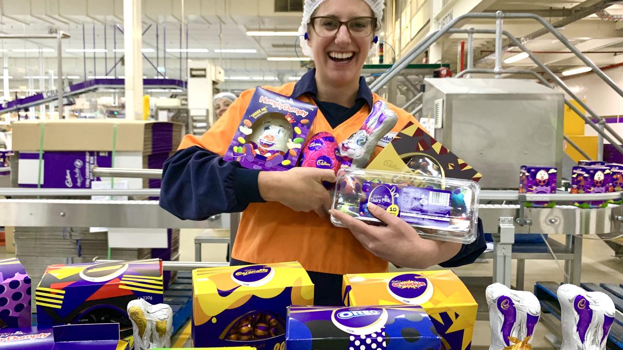 Cadbury’s Penny Wilcher is responsible for making sure everything runs smoothly on the Easter egg and bunny production line. Picture: News.com.au/Benedict Brook.