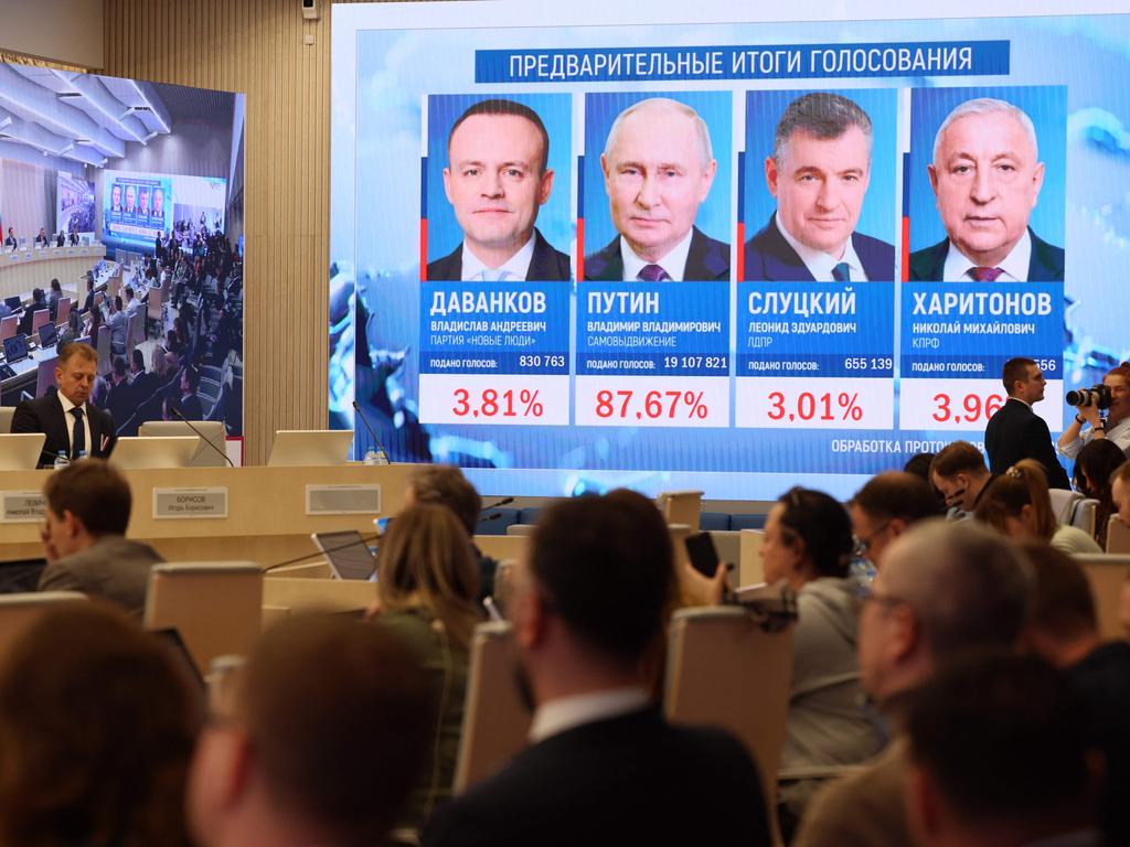 Vladimir Putin secured 88 per cent of the first votes counted in Russia's presidential election.