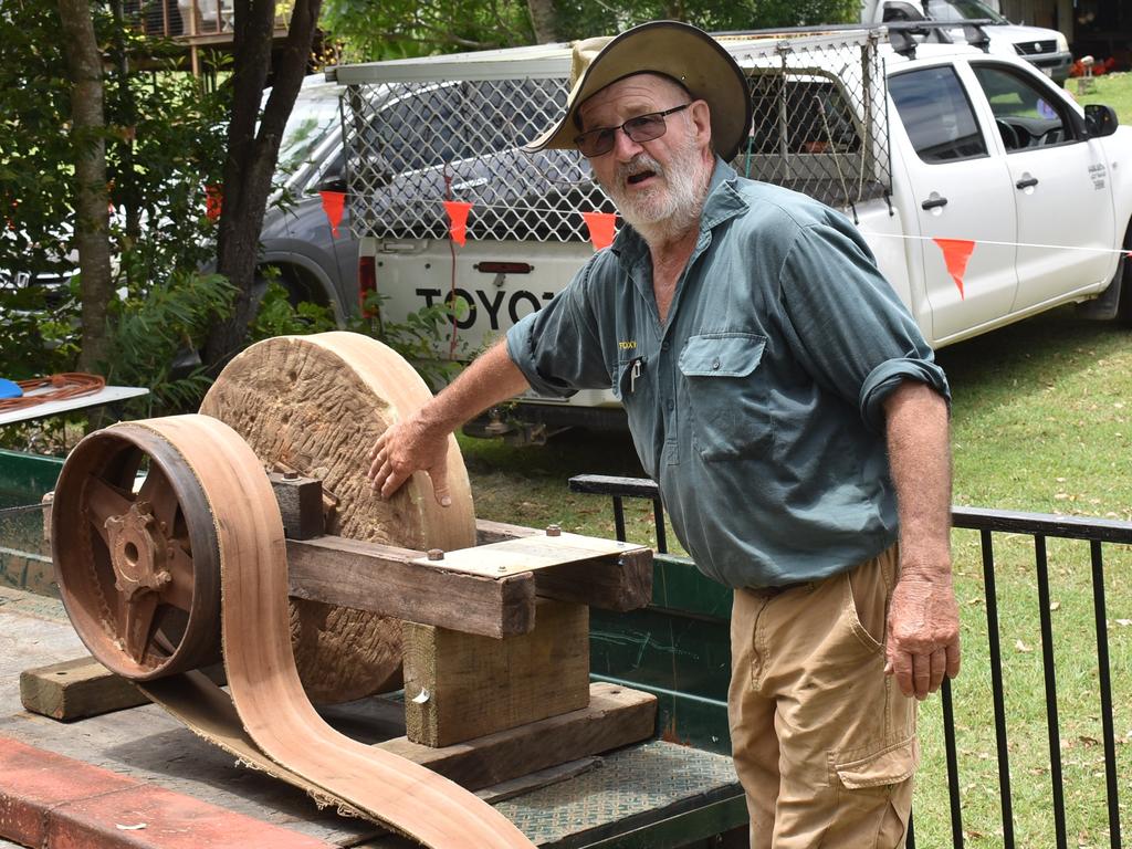Charlie Fox with his 1920s 25 inch Sandstone machine at St Helens Australia Day Celebration, January 26, 2022. Picture: Madeleine Graham