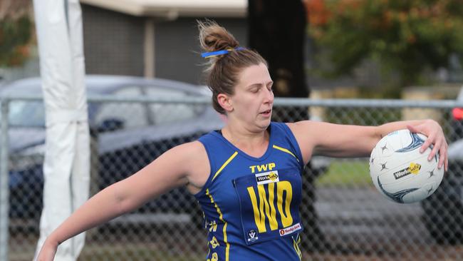 GFL Netball: North Shore v Leopold at North Shore. North Shore's Katie Alsop. Picture: Mike Dugdale