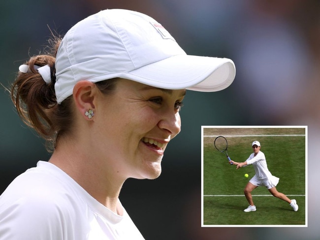 Ash Barty was back where she belongs on centre court at Wimbledon. Pictures: Getty