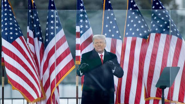 Mr Trump speaks to supporters from The Ellipse near the White House, in Washington, DC, on January 6, 2021. Picture: Brendan Smialowski / AFP