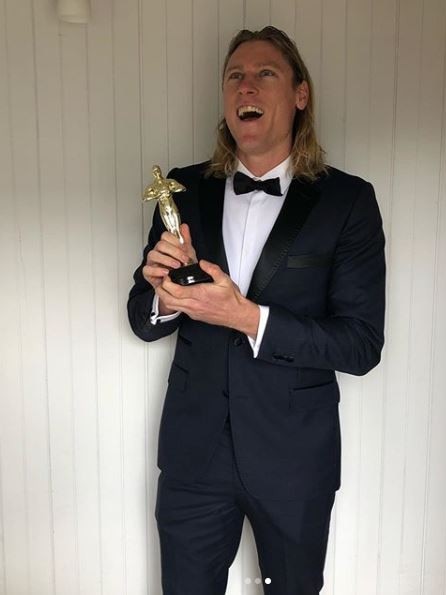 Mark Blicavs with his Academy Award for … staging.