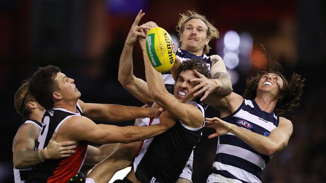 This weekend’s Geelong-St Kilda clash could be played in front of a crowd. Picture: Michael Klein