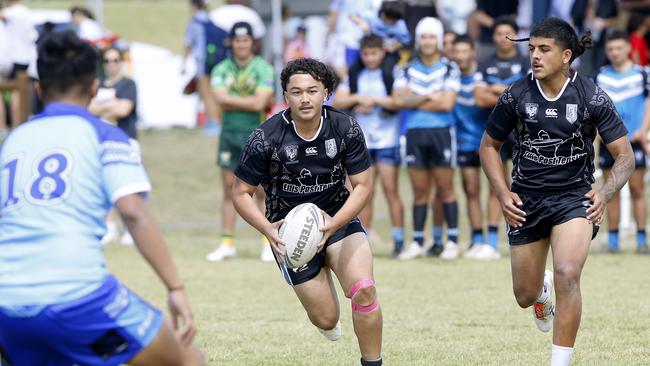 Khyns Hossain from Maori Pango. Under 16 Boys Maori Pango v Samoa white. Harmony Nines Rugby League. Picture: John Appleyard