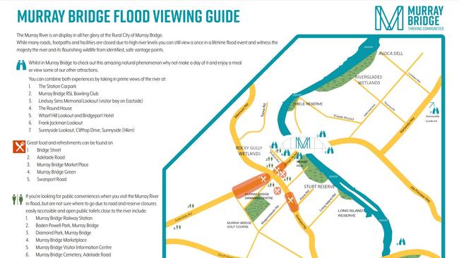 The Rural City of Murray Bridge has developed a new Murray Bridge Flood Viewing Guide so visitors can see the floods safely and convienently.