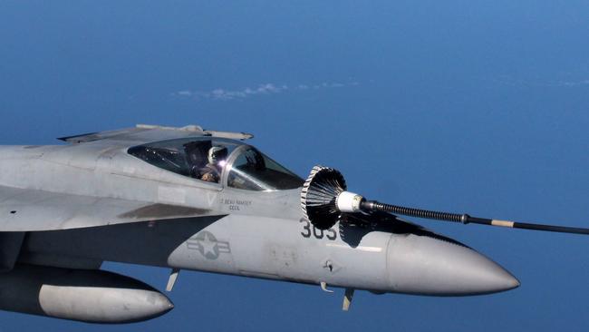 US fighter jets refuel from a Royal Australian Air Force KC-30A during exercise Talisman Sabre 2023. Picture: Jason Walls