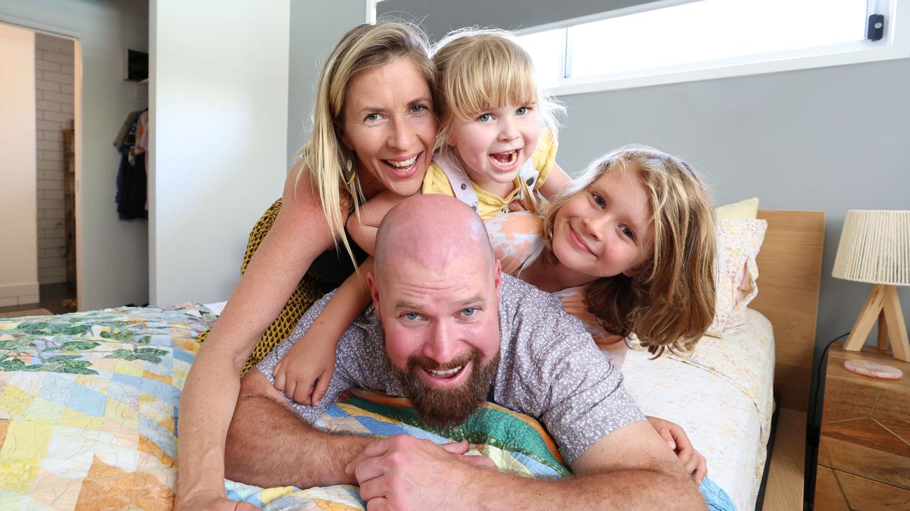 Chris and Golden Whitrod with kids Tallulah 5, and Finn 8. Picture Lachie Millard