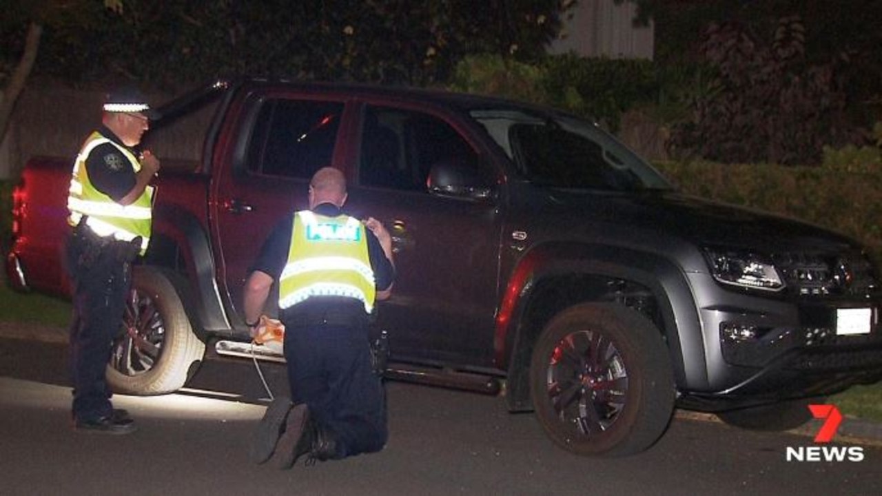 Police will claim Hoskins jumped onto the bonnet of the 4WD Volkswagen Amarok ute (above) and grabbed at a door handle while Dennis allegedly drove until she fell to the ground. Picture: Seven