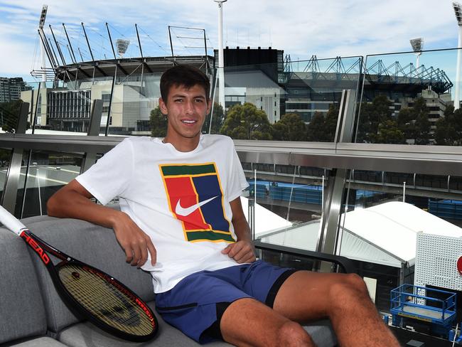 Behind the scenes look at the state of the art new facilities that await the world's greatest tennis players at next month's Australian Open in Melbourne. Australian up coming tennis star, Alexei Popyrin, Ranked 152 in the world check out the new facilities. Picture: Tony Gough