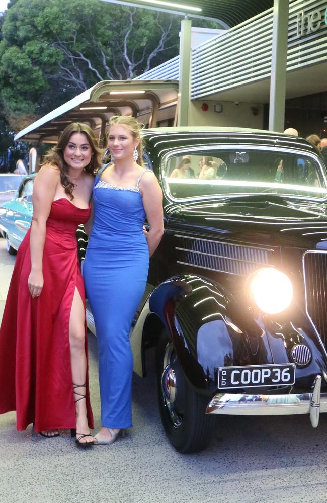 St John's College year 12 students arrive in style for their 2023 formal.