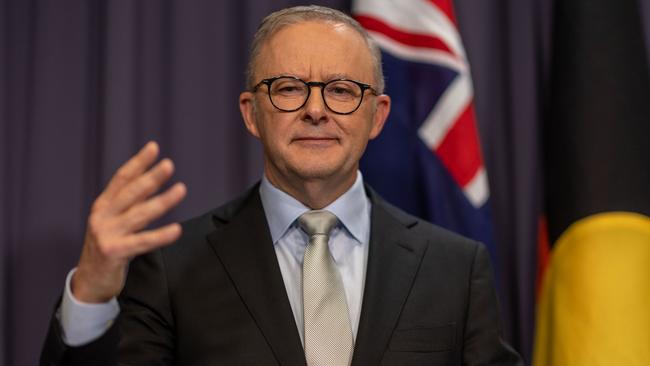 CANBERRA, AUSTRALIA - NewsWire Photos MARCH 29, 2023: Prime Minister, Anthony Albanese with the Minister for Industry and Science, Ed Husic spoke to the media during a press conference in Parliament House in Canberra. Picture: NCA NewsWire / Gary Ramage