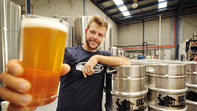 Guy Renew at the Beach Hut Brewery in Scoresby. Picture: Nicki Connolly