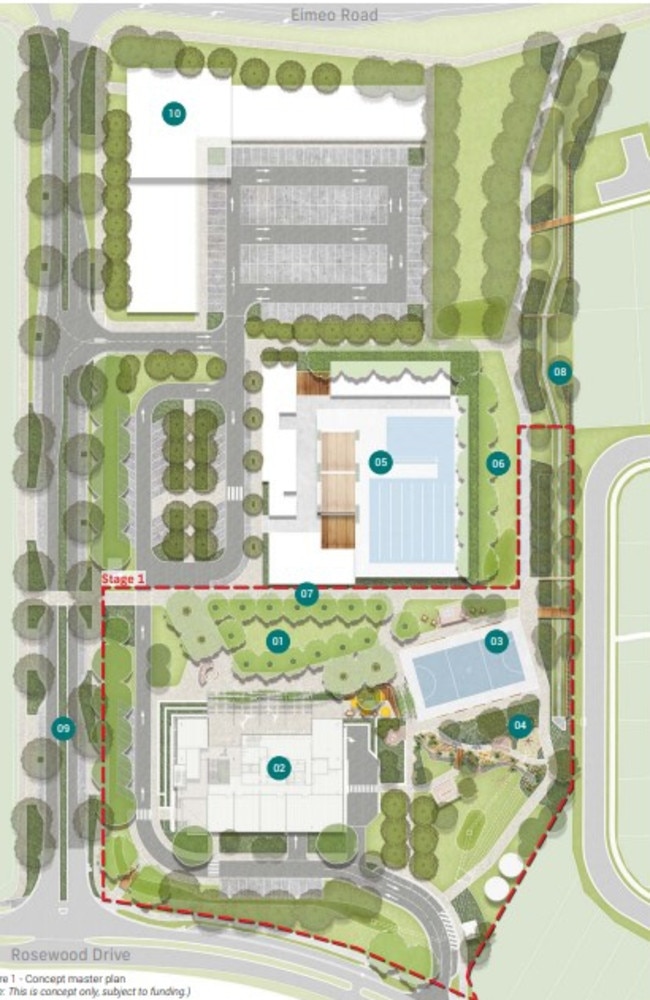 The concept masterplan for the Northern Beaches Community Hub, which will be completed in stages starting with Stage 1A's outdoor space. Picture: Mackay Regional Council