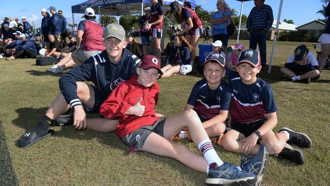 Brayden Crawford, Daniel McCoy, Jack Shields and Matthew Shields supporting St Johns Roma at the Confraternity Carnival last year.