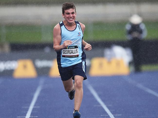 Christian Georgallis competes in the men's 200m ambulant event during the Australian Athletics Championships at Sydney Olympic Park, Homebush. Picture. Phil Hillyard