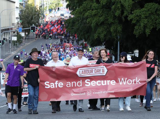 Labour Day march in Brisbane. Pic: Liam Kidston