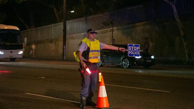 Police conducting RBT. Picture: Damian Hofman