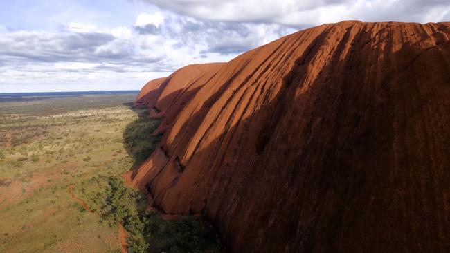 The first drone to ever be given permission to fly over Uluru has come back with incredible footage. Picture: Voyages indigenous Tourism Australia