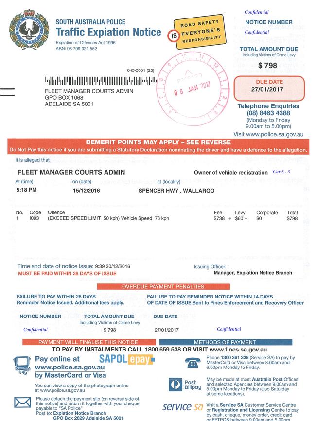 Cars leased to South Australia's judges and magistrates racked up 72 speeding and red light fines in the past three years