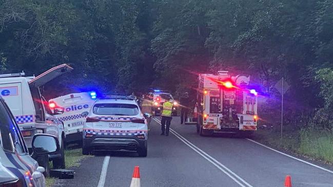 The Lawnville Rd, Black Mountain crash scene. Picture: Eddie Franklin