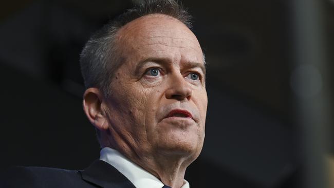 CANBERRA, AUSTRALIA – APRIL 18: Bill Shorten, Minister the National Disability Insurance Scheme &amp; Minister Government Services addresses the National Press Club of Australia in Canberra. Picture: NCA NewsWire / Martin Ollman