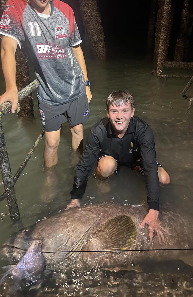 Nate Jaensch with his grouper. Picture: Supplied