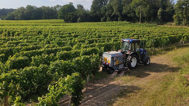 The Zasso Electroherb is a machine that uses mechanical power to produce a high voltage current to kill weeds.