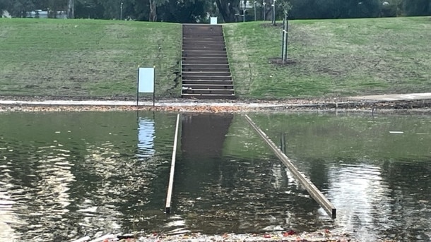 BEFORE DRAINING: The Victoria Park wetlands after the heavy rain which hit Adelaide on May 30-31, 2022. Picture: Supplied