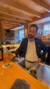 Mateo Ortiz shows off his cocktail-making skills