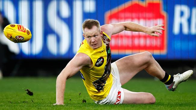 Jack Riewoldt made a costly error late in the game. Picture: Getty Images