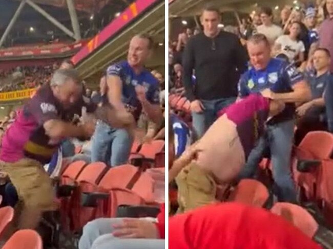 A fight broke out in the crowd at Suncorp Stadium.