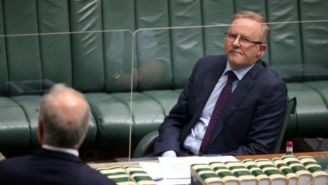 Anthony Albanese and Scott Morrison are seen during Question Time in Parliament House, Canberra, in October. Picture: NCA NewsWire / Gary Ramage