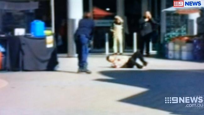 Television footage of the incident in Hornsby Mall.