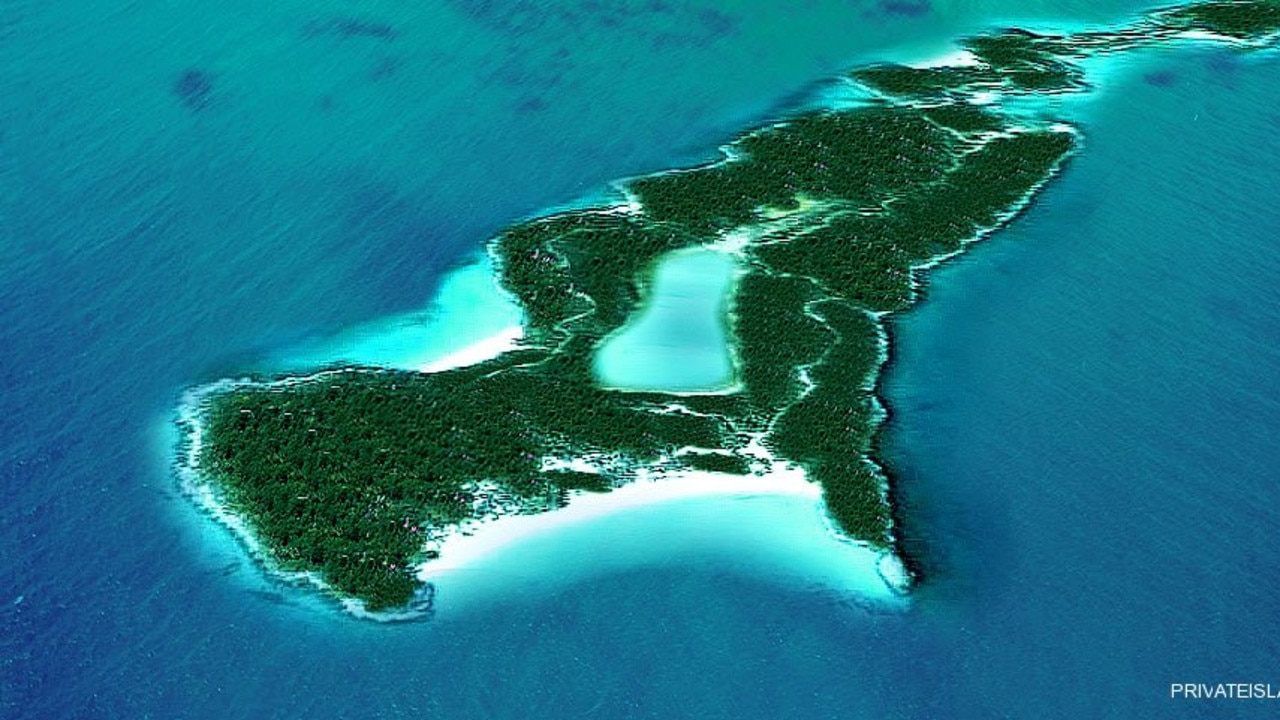 An aerial shot of Little Halls Pond Cay, the island owned by Johnny Depp.