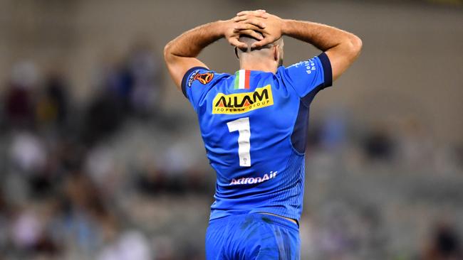 James Tedesco of Italy reacts to a decision.