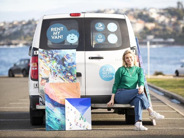 Artist Bronte Goodieson who uses Car Next Door car sharing platform to deliver her artwork. Picture: Christian Gilles