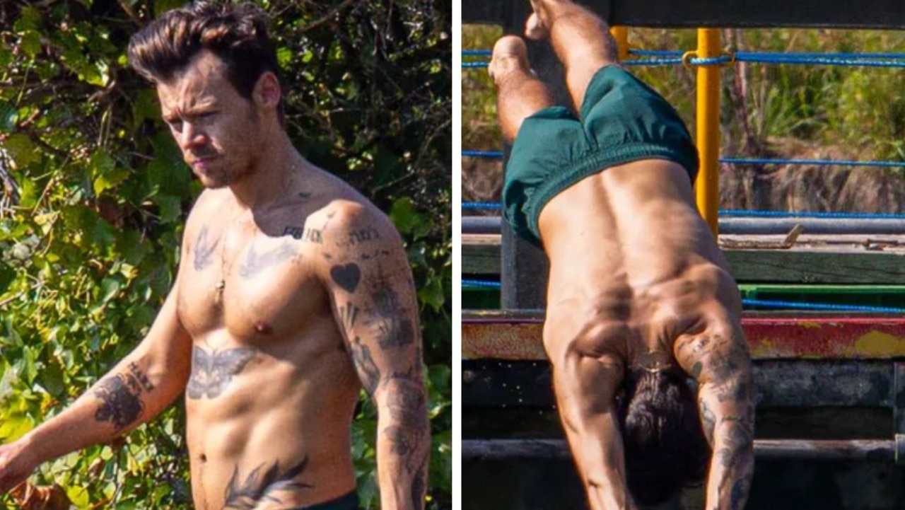 Shirtless Harry Styles shows off ripped physique