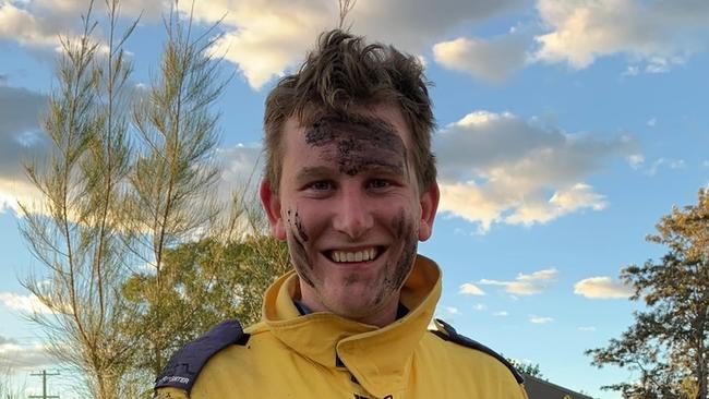 COMMERCIAL EDITORIAL. Thanks a Million Campaign. Harley Fuller, Coopernook RFS volunteer and Woolworths Lake Cathie assistant manager., after pile burn, August 2019. Picture: Supplied