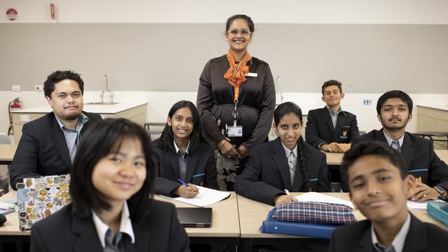 Amanpreet Kaur, a bachelor of teaching student at La Trobe University, with a class. The university has an innovative Nexus program to improve the standard of teacher training. Picture: Arsineh Houspian