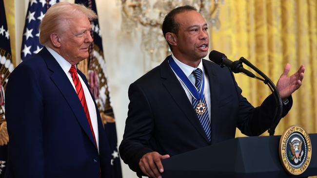 Tiger Woods has spoken with US President Donald Trump about bringing the game back together. Picture: Win McNamee/Getty Images