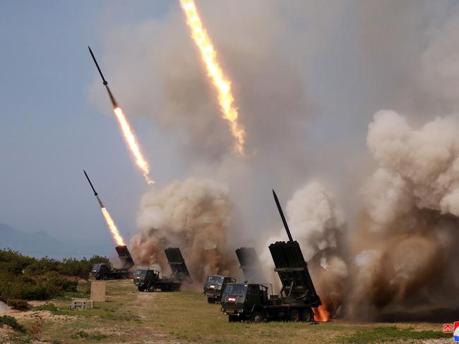 Pyongyang is preparing for another rotation of deployment to Russia, plus rocket launchers and drones. Picture: AFP / South Korea OUT