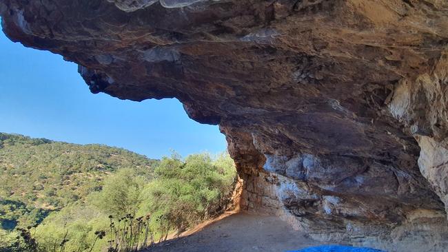 The cave on the northern face of the hill residents call Mount Skye at Horsnell Gully, within the area of the proposed expansion of Hanson's White Rock Quarry. Supplied. Picture: Demetrios (Jim) Bastiras